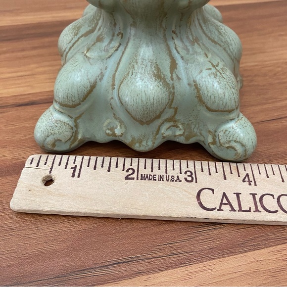 Pair Of Vintage 60’s WYLEY 67 Sage Green Muted Glazed Candle Stick Holder Set - Picture 7 of 13